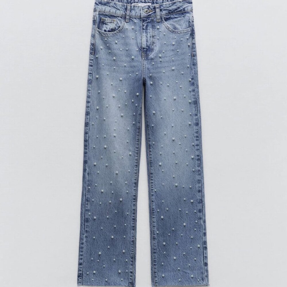 Zara pearl straight leg jeans NWT 6164/227